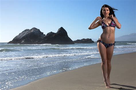 K Free Download Bikini Model Veronica Lavery Beach Brunette Model Bikini Hd Wallpaper
