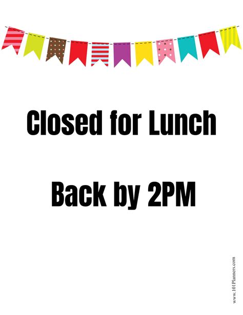 Printable Out To Lunch Sign