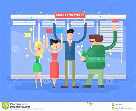 Congratulations Group People Stock Vector Illustration Of Celebration