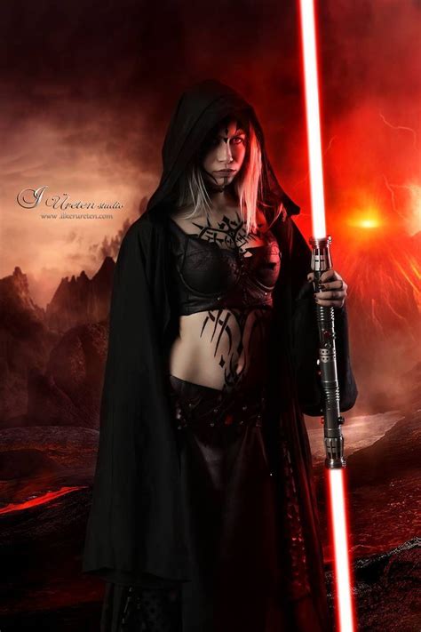 Female Sith Cosplay With A Fiery Background