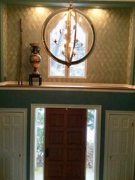 Two Story Foyer With Shelf Dimensional Wallpaper