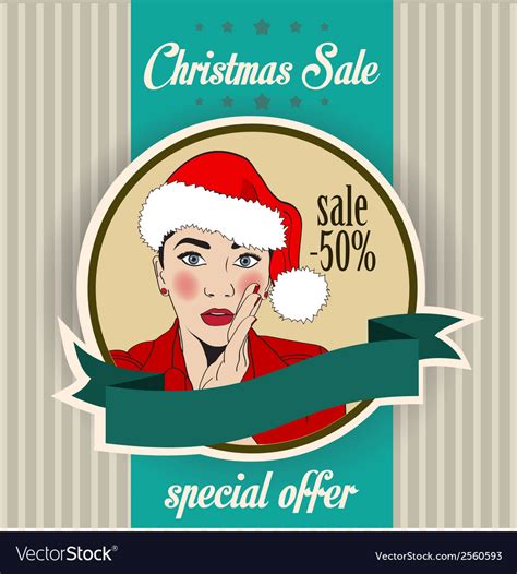 christmas sale design with sexy santa girl vector image