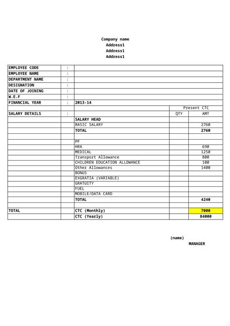 Xls Salary Slip Ctc Calculator In Excel Dokumentips