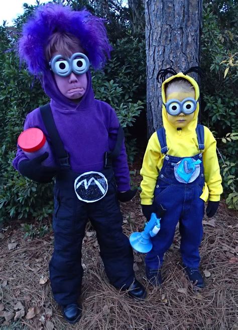 If you have overalls, a yellow shirt, and some basic crafting materials, you're set. Purple Minion and Yellow Minion Halloween Costumes | Costumes | Pinterest | Halloween costumes ...