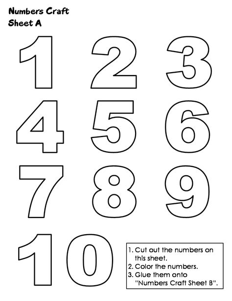 Numbers To Print Out Numbers 1 10 Jigsaw Craft Sheet A