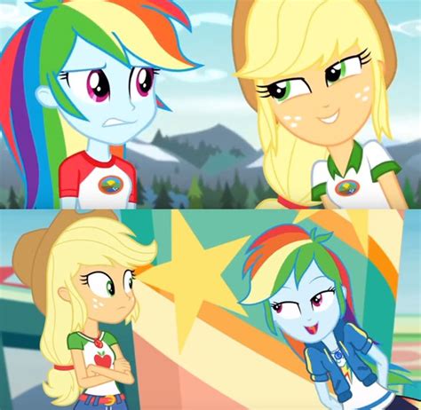 2266627 Safe Screencap Applejack Rainbow Dash Equestria Girls