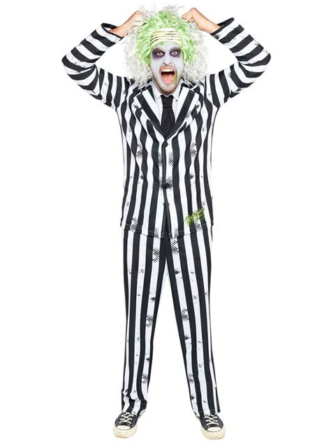 Adult Beetlejuice Fancy Dress Costume Mens Halloween Outfit Beetle