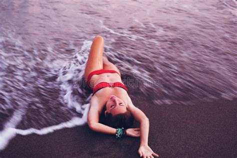 Woman Relaxing On Tropical Beach Stock Image Image Of Body Care