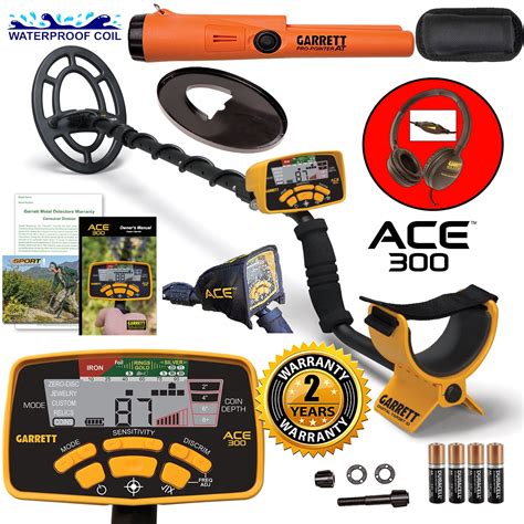 Garrett Ace 300 Metal Detector With Waterproof Search Coil And Pro