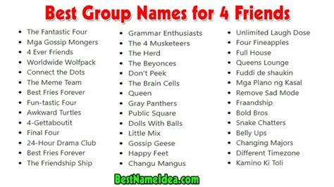 351 Best Unique And Cool 4 Friends Group Name For Girls And Boys