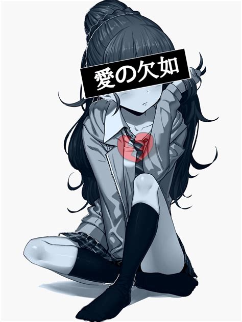 Sad Girl Anime Aesthetic Broken Heart Sticker By
