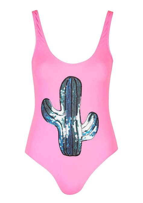 Topshop Cactus Swimsuit Pink Swimsuit Swimsuit Shops Flattering