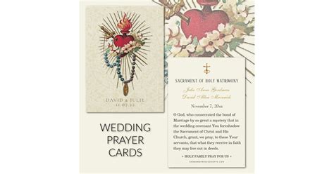 Rosary Mary Heart Catholic Wedding Prayer Card Zazzle