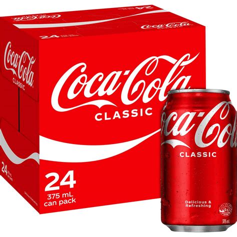Coca Cola Classic Soft Drink Multipack Cans 375ml X 24 Pack Woolworths