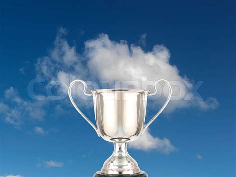 A Trophy Isolated Against A Blue Sky Stock Image Colourbox