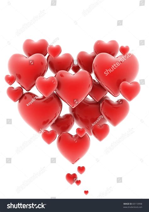 Heart Shaped Cluster Hearts 3d Illustration Stock Illustration 69110998