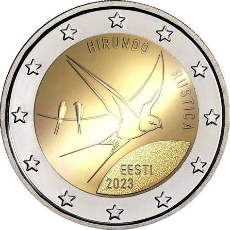 Moneda 2 Euros Estonia 2023 Golondrina Ahumada