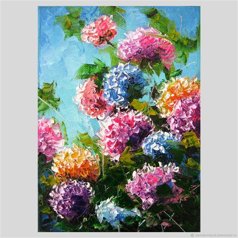 Palette Knife Oil Painting On Canvas Flower Painting Hydrangea Art