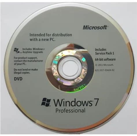 Microsoft Windows 7 Professional Sp1 With 64 Bit Version Genuine Dvd