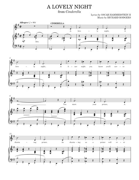A Lovely Night Sheet Music For Piano Vocals By Rodgers And Hammerstein Official
