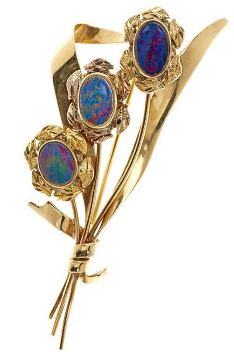 Opulent Opal Bouquet Brooch In 10ct Gold Brooches Jewellery