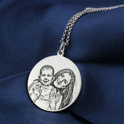 Engraved Photo Necklace Picture Necklace Photo Engraved