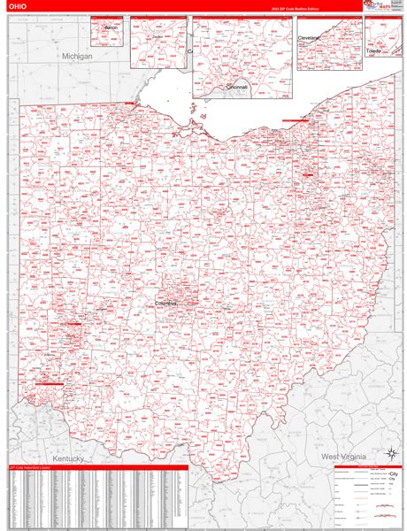 Ohio Zip Code Wall Map Basic Style By Marketmaps Images And Photos Finder