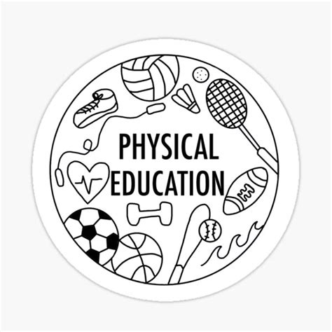 Physical Education Black And White Sticker For Sale By