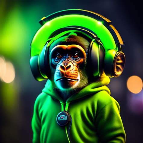 Premium Photo A Monkey Wearing A Green Hoodie With A Green Hoodie