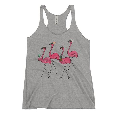 Flamingos Drinking Mimosas Womens Racerback Tank Top Etsy Flamingo