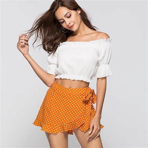 new ruffles womens skirts female summer elegant high waist mini skirt designer lace up dot
