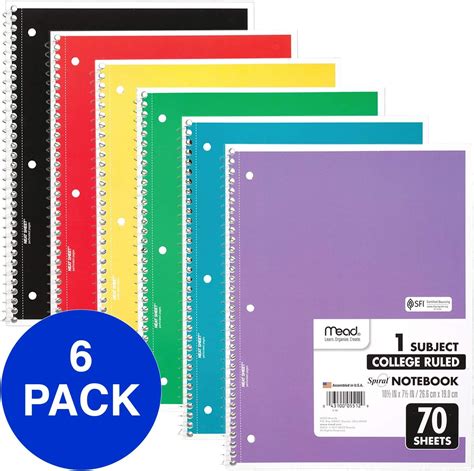 Mead Spiral Notebooks 1 Subject College Ruled Paper 70 Sheets 10 1