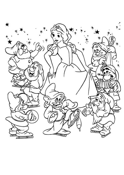 Free And Printable Snow White And Dwarfs Coloring Picture Assignment