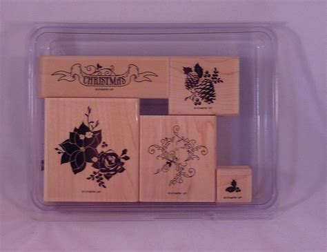 Amazon Com Stampin Up Pines Pointsettias Set Of Decorative Rubber Stamps Retired