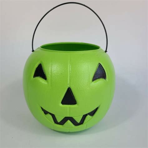 Green Big Jack Pumpkin Pail Plastic Trick Treat Bucket Hg1020 For Sale