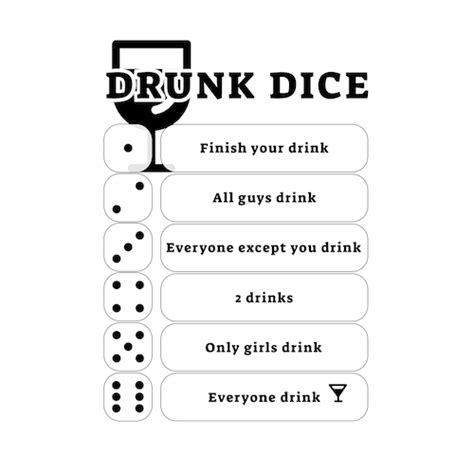 Drunk Dice Party Drinking Games Printable Games For Adults Etsy