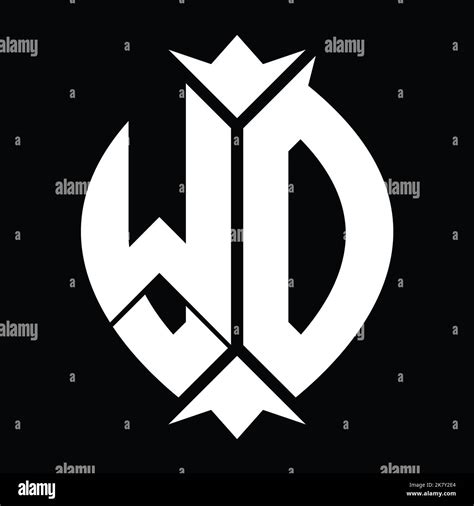 Wd Logo Monogram Shield Leaf Crown Element Design Template Stock Photo