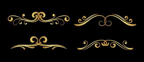 Set Of Gold Dividers On Black Background Vector Eps 10 7739107 Vector