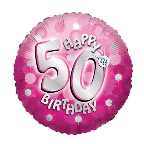 Pink Sparkle Party Happy Birthday 50th Foil Balloon Standard S40 5 Pc