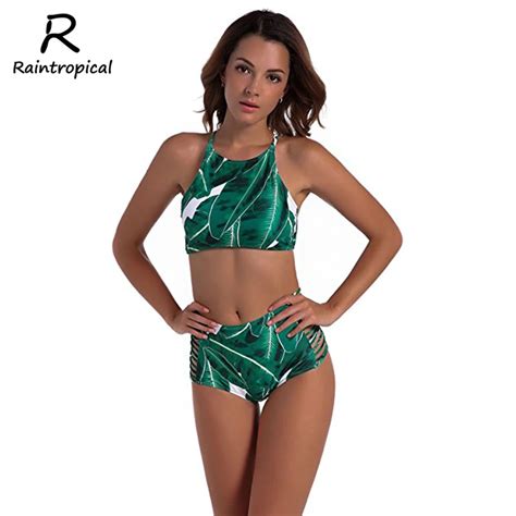 Raintropical High Neck Crop Top Bikini Sexy Swimwear Women My Xxx Hot Girl