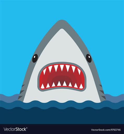 Shark With Open Mouth And Sharp Teeth Royalty Free Vector