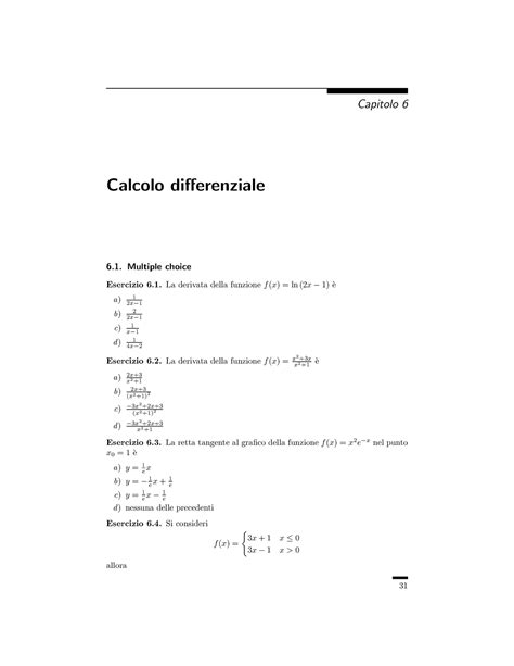 Esercizi Calcolo Differenziale Capitolo Calcolo Differenziale