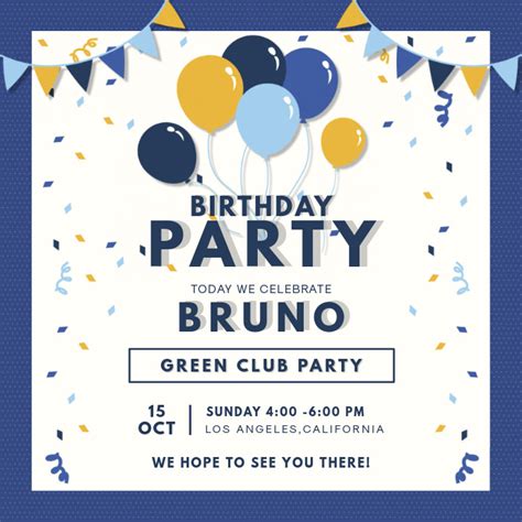 Track rsvps and message guests with our wide selection of modern birthday party invitations. Blue Navy Birthday Party Invitation Card Template ...