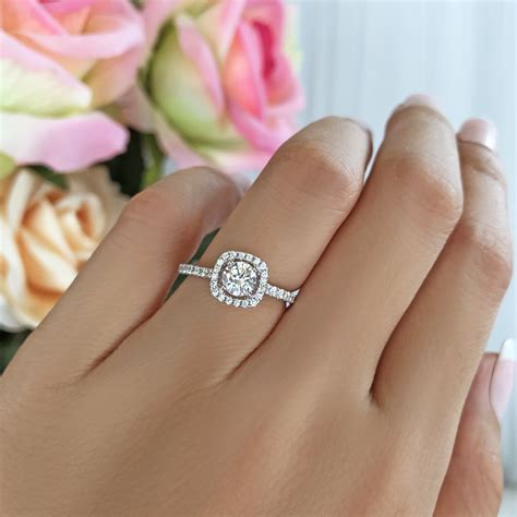 34 Ctw Square Halo Ring 10k Solid White Gold Square Halo