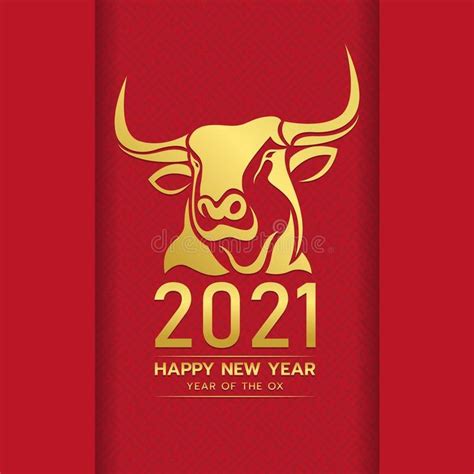 Happy chinese new year 2021 with gold head ox zodiac sign ...
