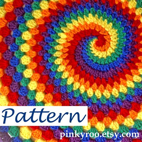 Pdf Pattern For Rainbow Spiral Granny Blanket Etsy Australia Spiral