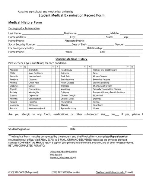 images  personal medical history form template