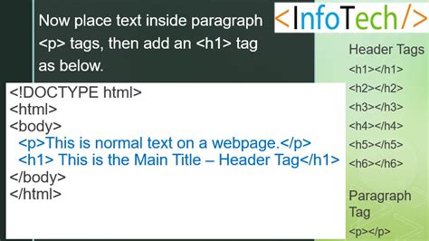 Intro To Html Header Paragraph Tags Page InfoTech Education Corp