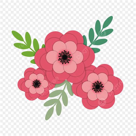 Pink Flowers Clipart Hd PNG, Pink Flower Vector Illustration, Flower