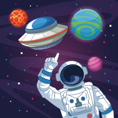 Astronaut In The Galaxy Cartoon 653266 Vector Art At Vecteezy